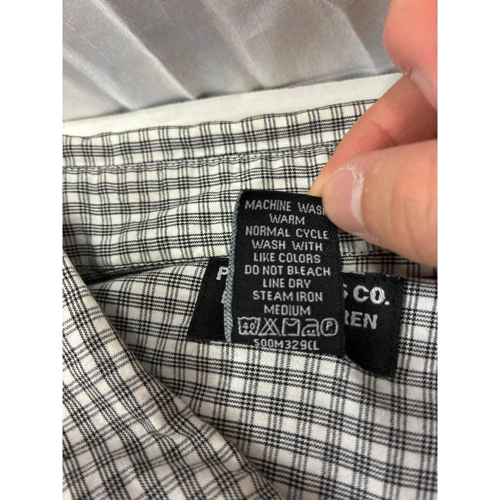 Polo Jeans Co Ralph Lauren Mens XXL Black White Check Short Sleeve Button Shirt‎